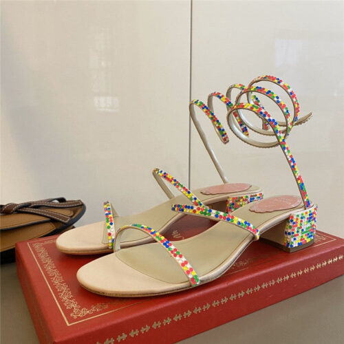 High Quality Luxury Rene Caovilla Satin Snake-Coil Sandals