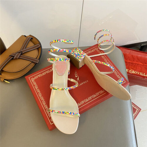 High Quality Luxury Rene Caovilla Satin Snake-Coil Sandals product detail