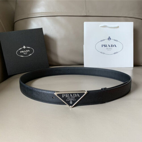 High Quality Luxury Prada Saffiano 30Mm Leather Belt