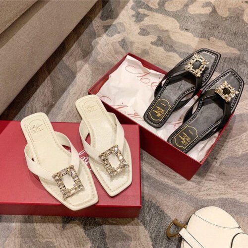 High Quality Luxury Roger Vivier Viv Sellier Patent Leather Sandals