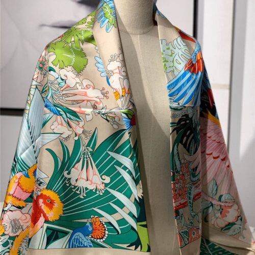 High Quality Luxury Hermes Ladies Summer Silk Scarf Milk Color