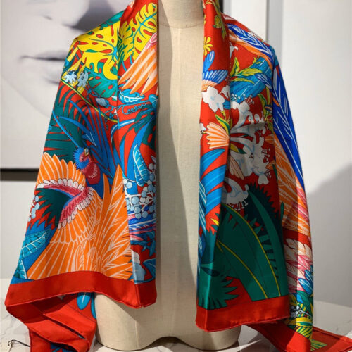 High Quality Luxury Hermes Ladies Summer Silk Scarf Red