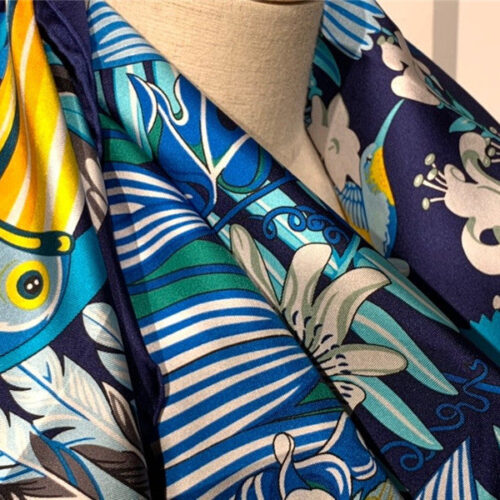 High Quality Luxury Hermes Ladies Summer Silk Scarf Dark Blue product detail