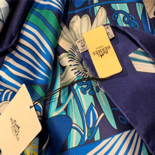 High Quality Luxury Hermes Ladies Summer Silk Scarf Dark Blue product detail