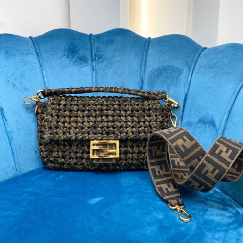 High Quality Luxury Fendi Baguette Weave Bag Large