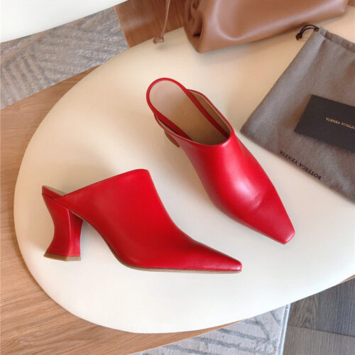 High Quality Luxury Bottega Veneta Block Heel Sandals Red