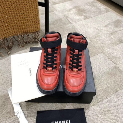 High Quality Luxury Chanel Gold Sneakers Red product detail