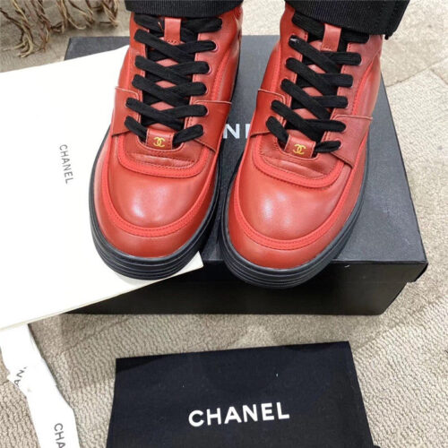 High Quality Luxury Chanel Gold Sneakers Red product detail