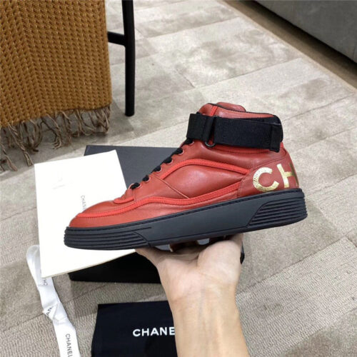 High Quality Luxury Chanel Gold Sneakers Red product detail