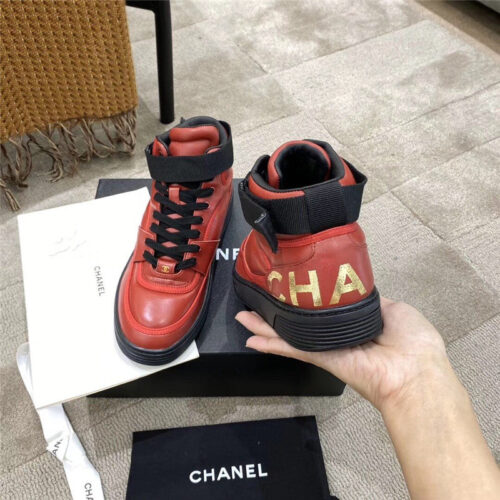 High Quality Luxury Chanel Gold Sneakers Red product detail