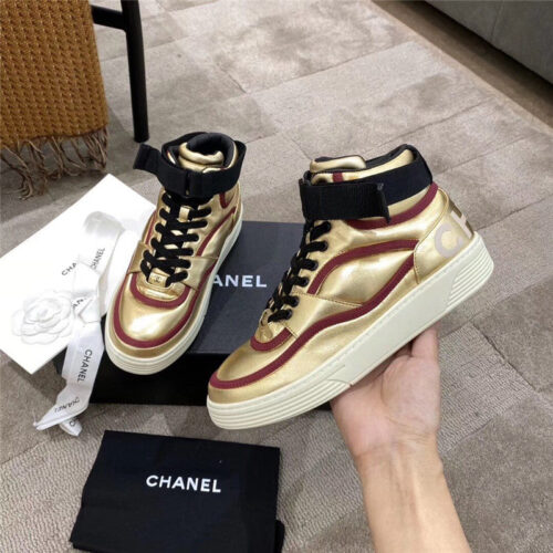 High Quality Luxury Chanel Gold Sneakers alternate view