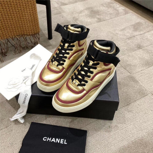 High Quality Luxury Chanel Gold Sneakers