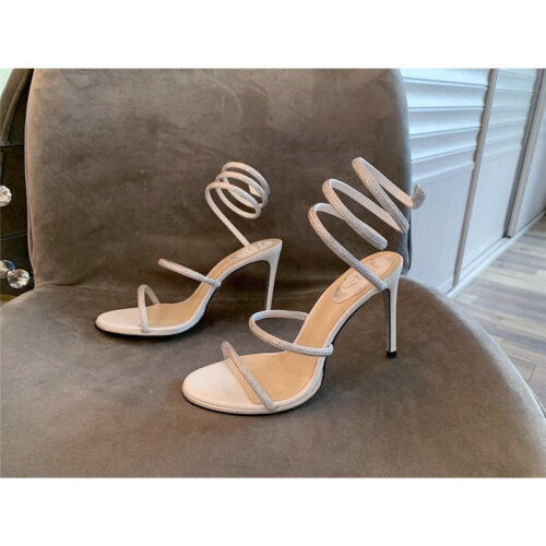 High Quality Luxury Rene Caovilla Satin Snake-Coil Heels Sandals