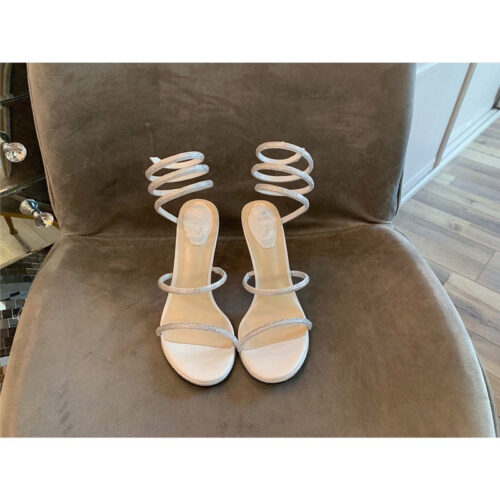 High Quality Luxury Rene Caovilla Satin Snake-Coil Heels Sandals product detail
