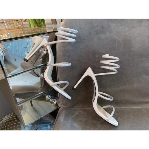 High Quality Luxury Rene Caovilla Satin Snake-Coil Heels Sandals product detail