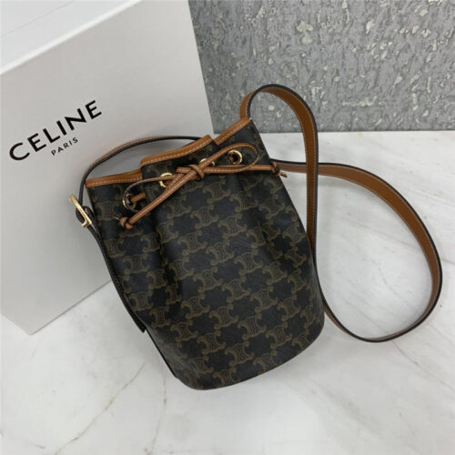 High Quality Luxury Celine Small Drawstring Bag In Triomphe Canvas Bags – Style 24913 alternate view