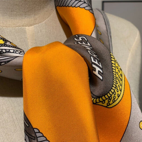 High Quality Luxury Hermes “Noble Saddle” Silk Scarf Orange product detail