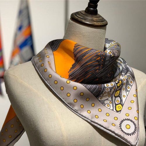 High Quality Luxury Hermes “Noble Saddle” Silk Scarf Orange alternate view