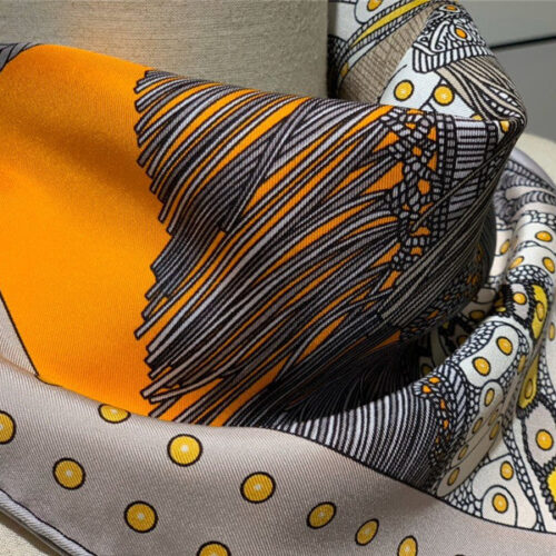 High Quality Luxury Hermes “Noble Saddle” Silk Scarf Orange product detail