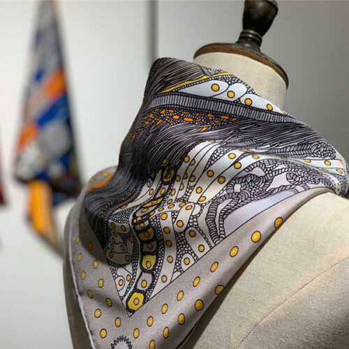 High Quality Luxury Hermes “Noble Saddle” Silk Scarf Orange product detail