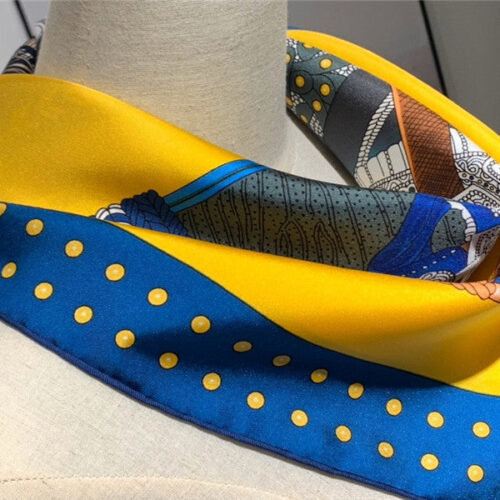 High Quality Luxury Hermes “Noble Saddle” Silk Scarf Yellow product detail