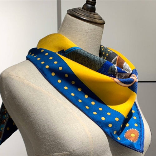 High Quality Luxury Hermes “Noble Saddle” Silk Scarf Yellow product detail