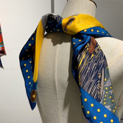 High Quality Luxury Hermes “Noble Saddle” Silk Scarf Yellow product detail