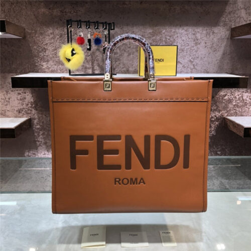 High Quality Luxury Fendi Sunshine Tote Brown