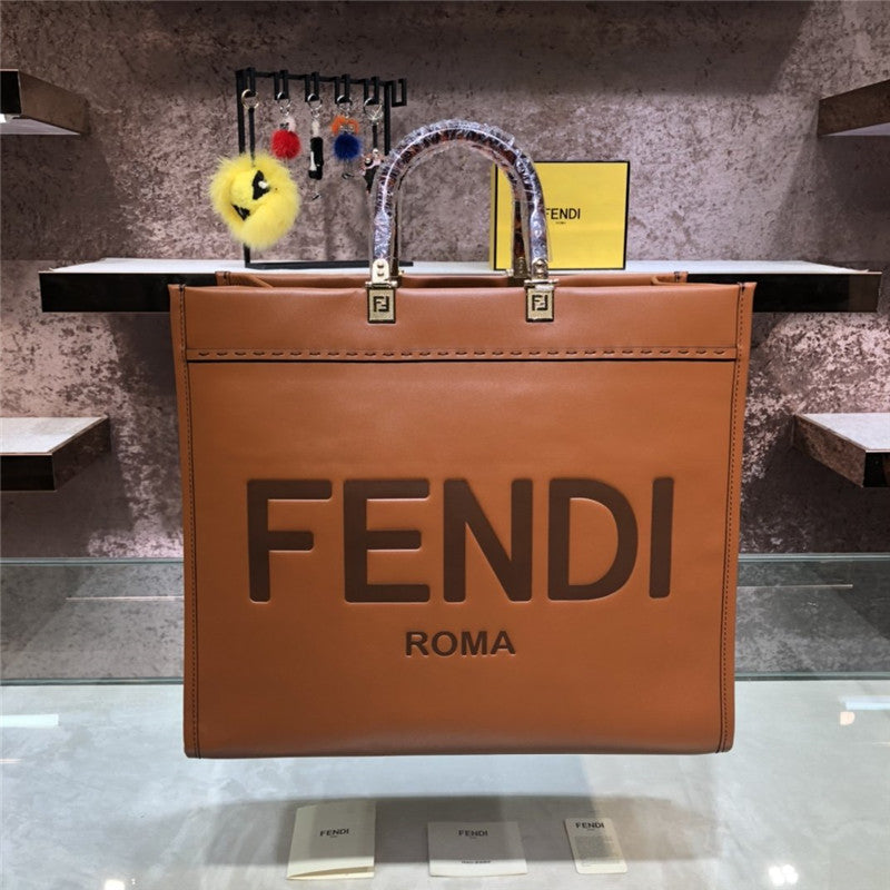 High Quality Luxury Fendi Sunshine Tote Brown