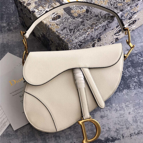 High Quality Luxury Dior Saddle Bag White