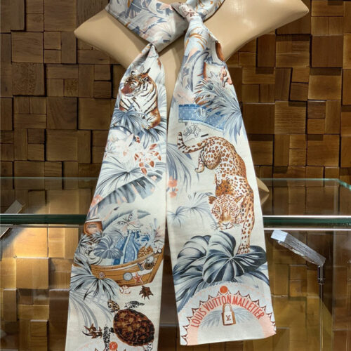 High Quality Luxury Voyage Extraordinaire Silk Scarf White alternate view