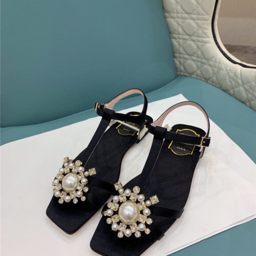 High Quality Luxury Roger Vivier Ss Pearl Rhinestone Sandals