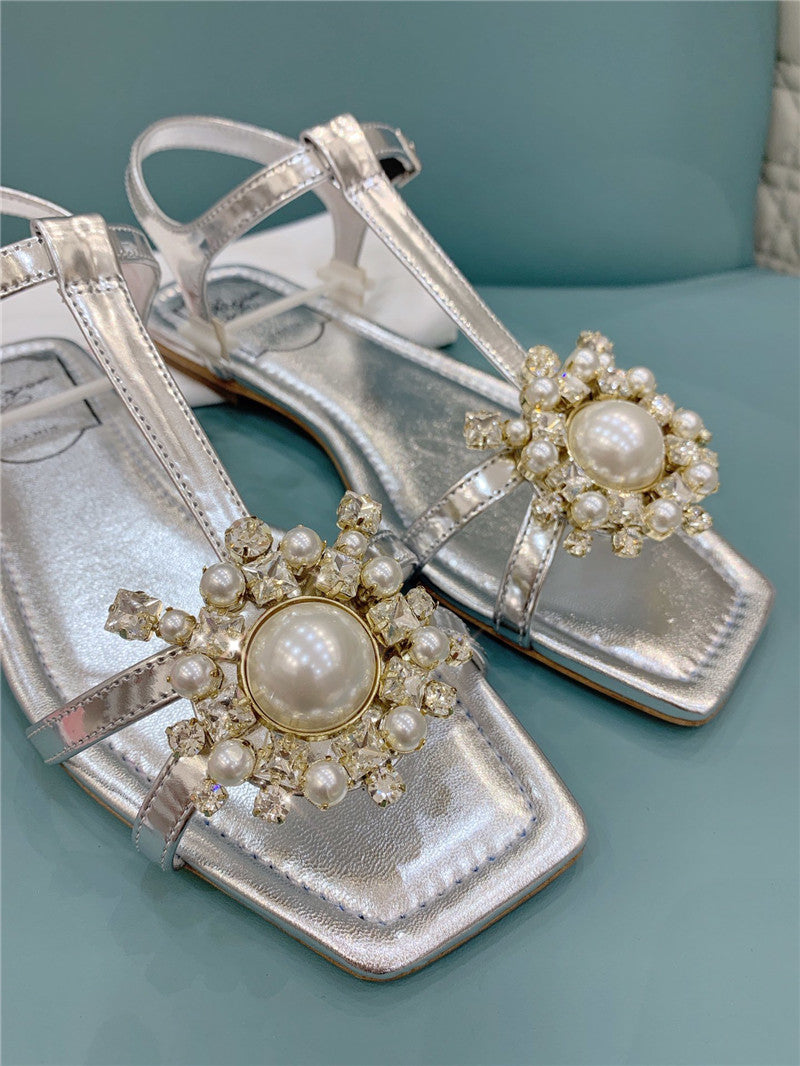 High Quality Luxury Roger Vivier Ss Pearl Rhinestone Sandals – Style 08116 product detail