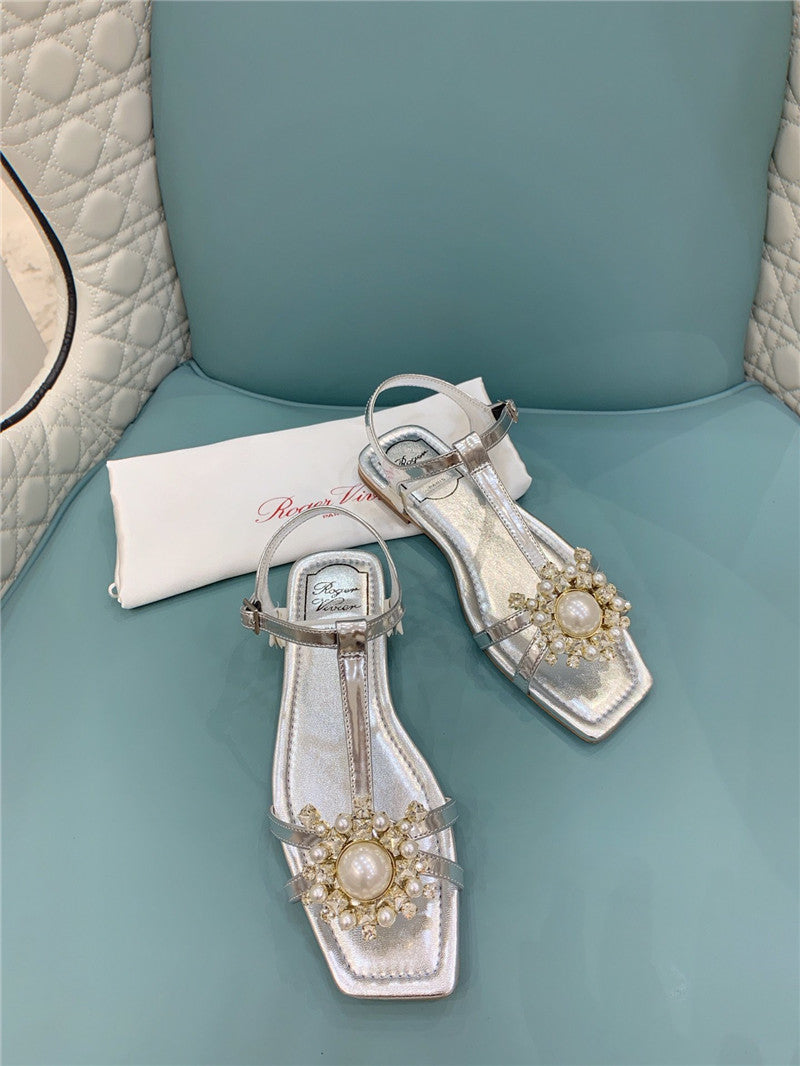 High Quality Luxury Roger Vivier Ss Pearl Rhinestone Sandals – Style 08116 product detail