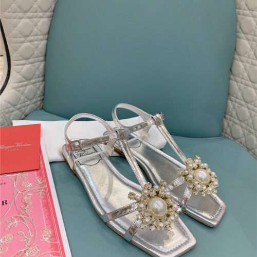 High Quality Luxury Roger Vivier Ss Pearl Rhinestone Sandals – Style 08116