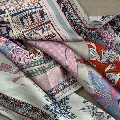 High Quality Luxury LV Silk Square Scarf Pink product detail