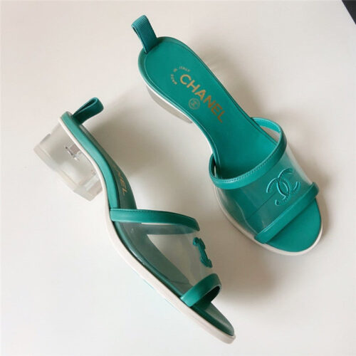 High Quality Luxury Chanel Pvc Crystal Sandals Green product detail