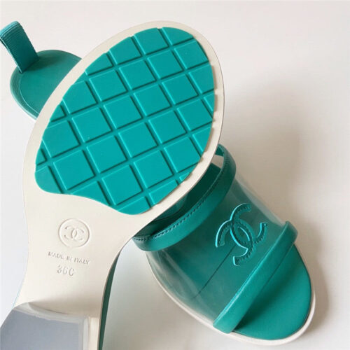 High Quality Luxury Chanel Pvc Crystal Sandals Green product detail