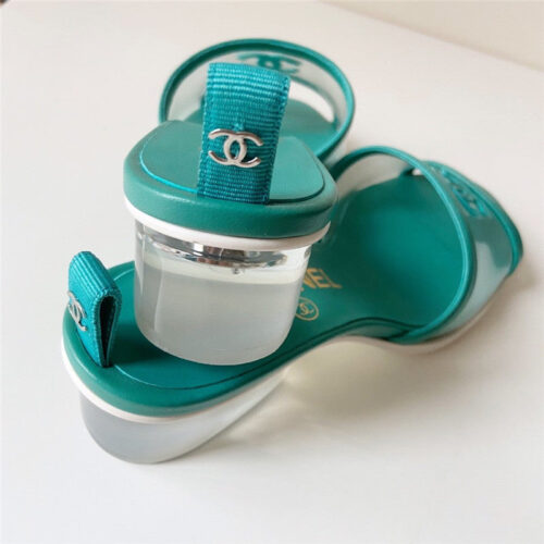 High Quality Luxury Chanel Pvc Crystal Sandals Green product detail