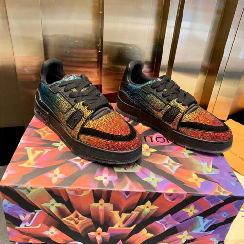 High Quality Luxury Loui Vuitton Womens LV Rhinestone Sneakers Shoes