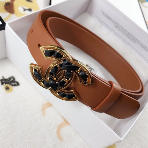 High Quality Luxury Chanel Leather Belt Buckle 30Mm Brown alternate view