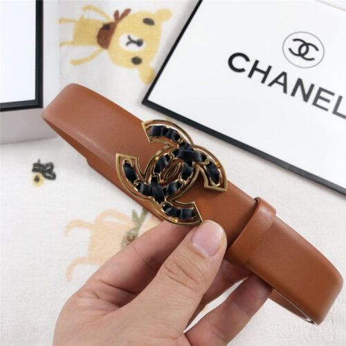 High Quality Luxury Chanel Leather Belt Buckle 30Mm Brown product detail