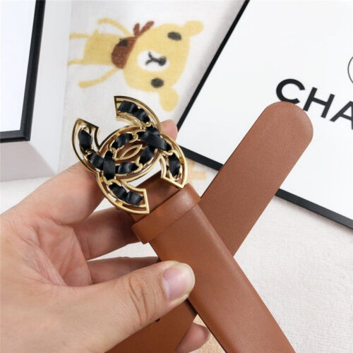 High Quality Luxury Chanel Leather Belt Buckle 30Mm Brown product detail