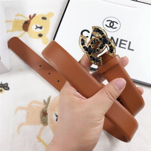 High Quality Luxury Chanel Leather Belt Buckle 30Mm Brown product detail
