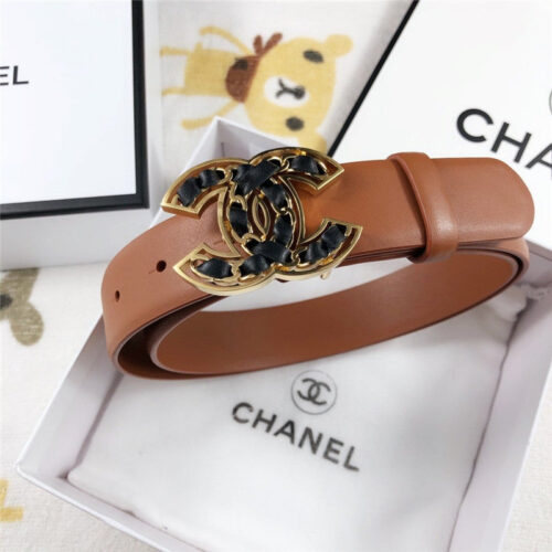 High Quality Luxury Chanel Leather Belt Buckle 30Mm Brown
