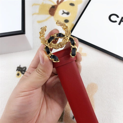 High Quality Luxury Chanel Leather Belt Buckle 30Mm Red product detail