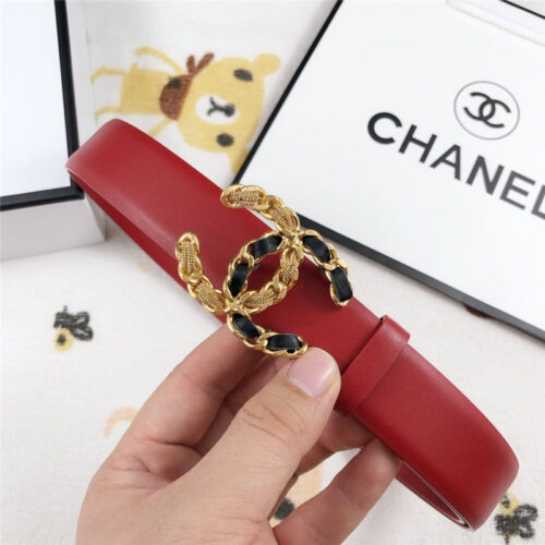 High Quality Luxury Chanel Leather Belt Buckle 30Mm Red alternate view