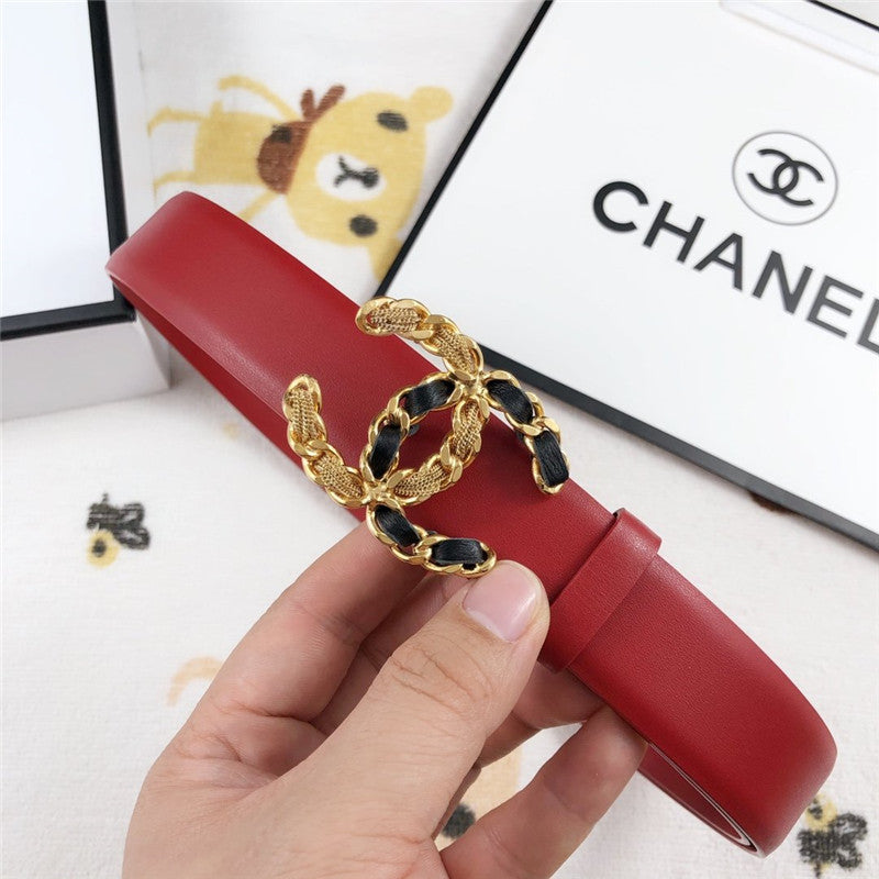 High Quality Luxury Chanel Leather Belt Buckle 30Mm Red product detail