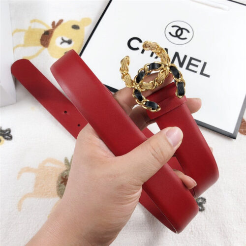 High Quality Luxury Chanel Leather Belt Buckle 30Mm Red product detail
