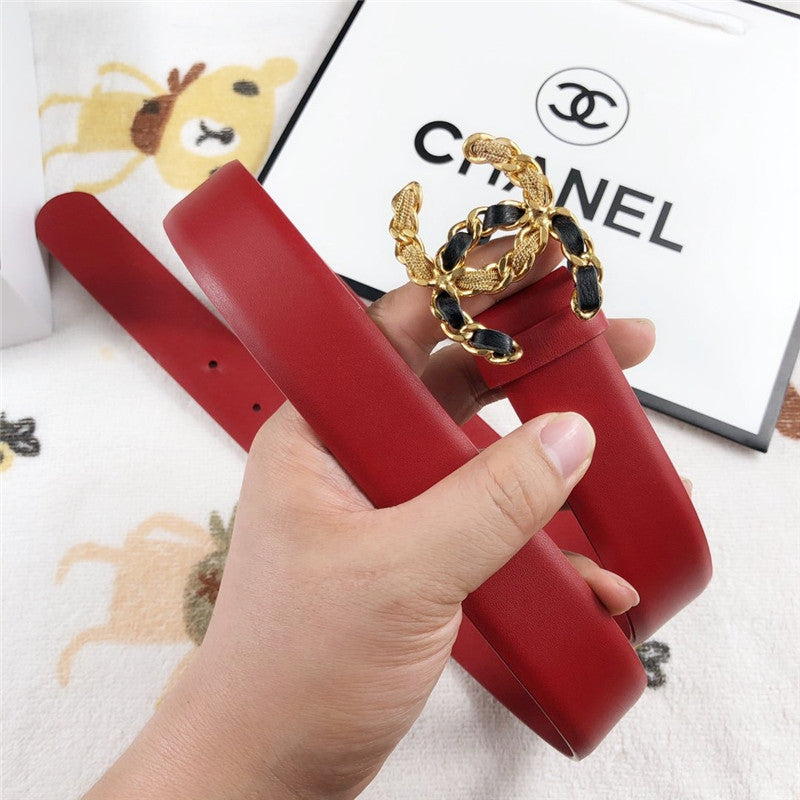 High Quality Luxury Chanel Leather Belt Buckle 30Mm Red product detail